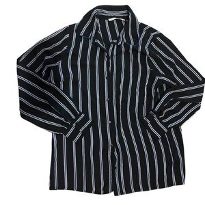 Violet & Claire Lightweight Striped Button Front Blouse Work Office Casual M